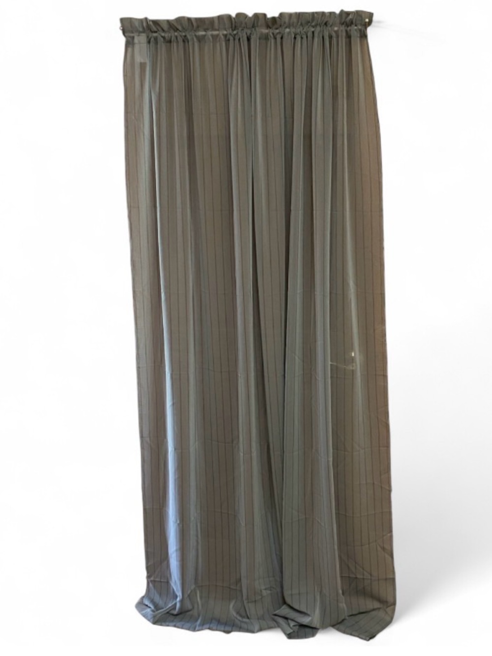 Makenzie Voile Sheer 54x84 Curtains Set of 2 Slate Gray Pinstripe NIP